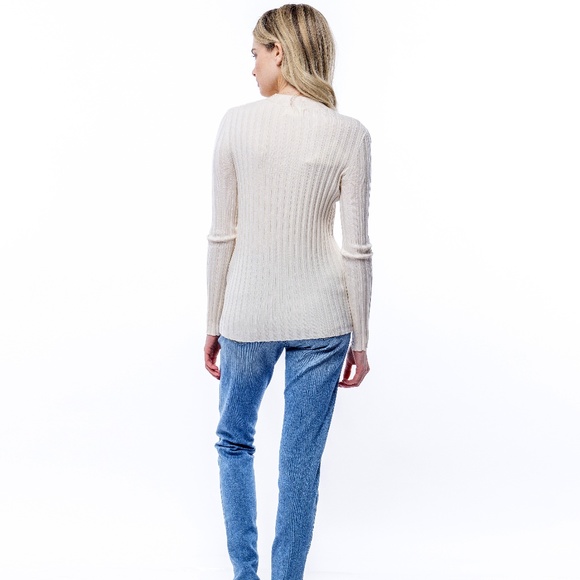 Ribbed Knit Side Button Sweater Top - Picture 4 of 5